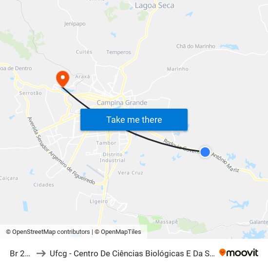 Br 230 to Ufcg - Centro De Ciências Biológicas E Da Saúde map