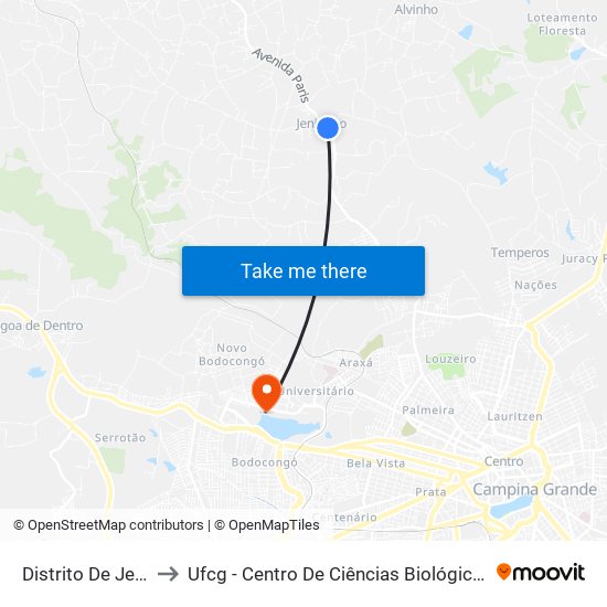 Distrito De Jenipapo to Ufcg - Centro De Ciências Biológicas E Da Saúde map