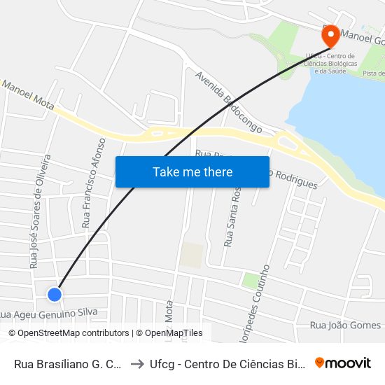 Rua Brasíliano G. Castro, 112-160 to Ufcg - Centro De Ciências Biológicas E Da Saúde map