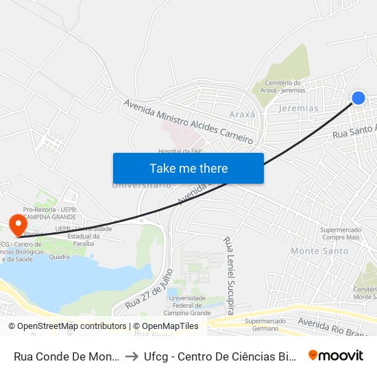 Rua Conde De Monte Cristo, 197 to Ufcg - Centro De Ciências Biológicas E Da Saúde map