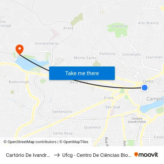 Cartório De Ivandro Cunha Lima to Ufcg - Centro De Ciências Biológicas E Da Saúde map