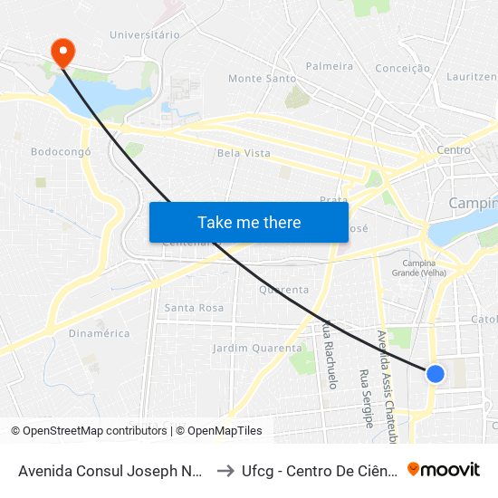 Avenida Consul Joseph Noujuain Habib Nacad, 1407-1799 to Ufcg - Centro De Ciências Biológicas E Da Saúde map