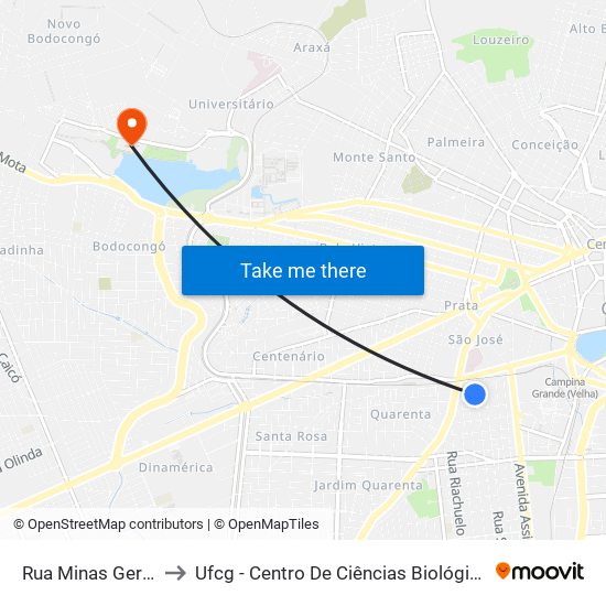 Rua Minas Gerais, 377 to Ufcg - Centro De Ciências Biológicas E Da Saúde map