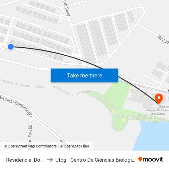 Residencial Dona Lindú to Ufcg - Centro De Ciências Biológicas E Da Saúde map