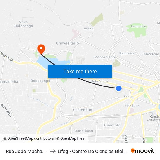 Rua João Machado, 421-429 to Ufcg - Centro De Ciências Biológicas E Da Saúde map