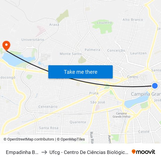 Empadinha Barnabé to Ufcg - Centro De Ciências Biológicas E Da Saúde map