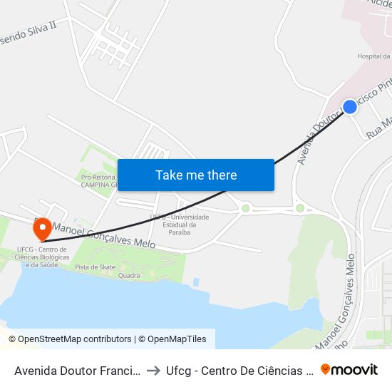 Avenida Doutor Francisco Pinto, 417-489 to Ufcg - Centro De Ciências Biológicas E Da Saúde map