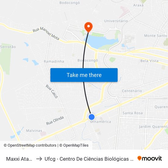 Maxxi Atacado to Ufcg - Centro De Ciências Biológicas E Da Saúde map