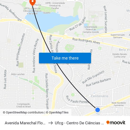 Avenida Marechal Floriano Peixoto, 2046 to Ufcg - Centro De Ciências Biológicas E Da Saúde map