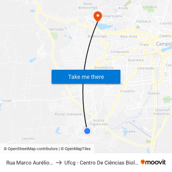Rua Marco Aurélio Batista, 551 to Ufcg - Centro De Ciências Biológicas E Da Saúde map