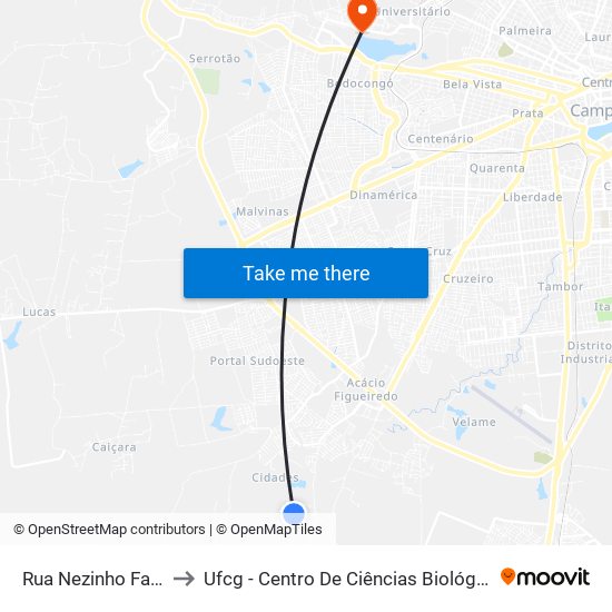 Rua Nezinho Farias, 176 to Ufcg - Centro De Ciências Biológicas E Da Saúde map