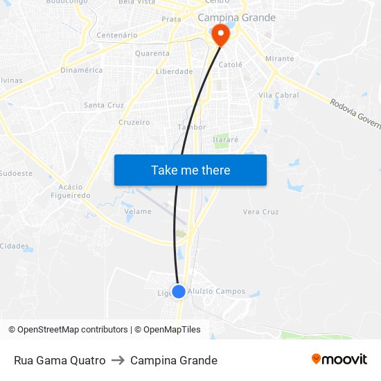 Rua Gama Quatro to Campina Grande map