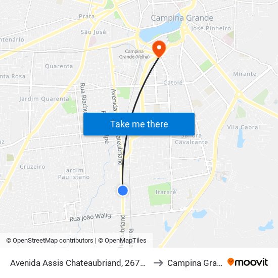 Avenida Assis Chateaubriand, 2679-2741 to Campina Grande map