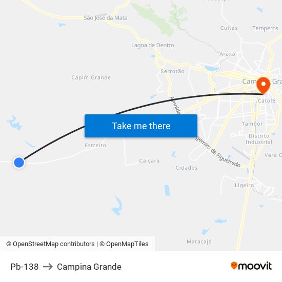 Pb-138 to Campina Grande map