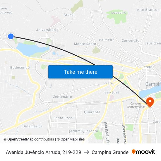 Avenida Juvêncio Arruda, 219-229 to Campina Grande map