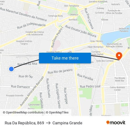 Rua Da República, 869 to Campina Grande map