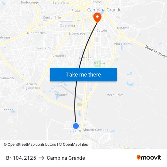 Br-104, 2125 to Campina Grande map