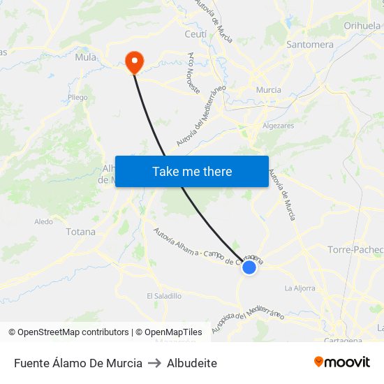 Fuente Álamo De Murcia to Albudeite map