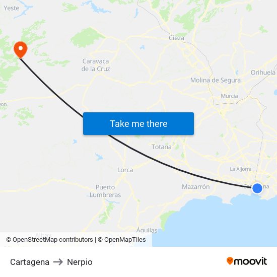 Cartagena to Nerpio map