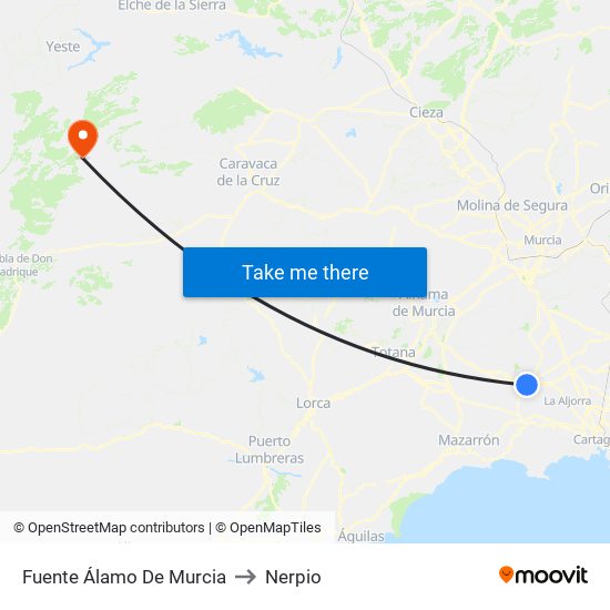 Fuente Álamo De Murcia to Nerpio map