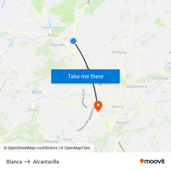 Blanca to Alcantarilla map
