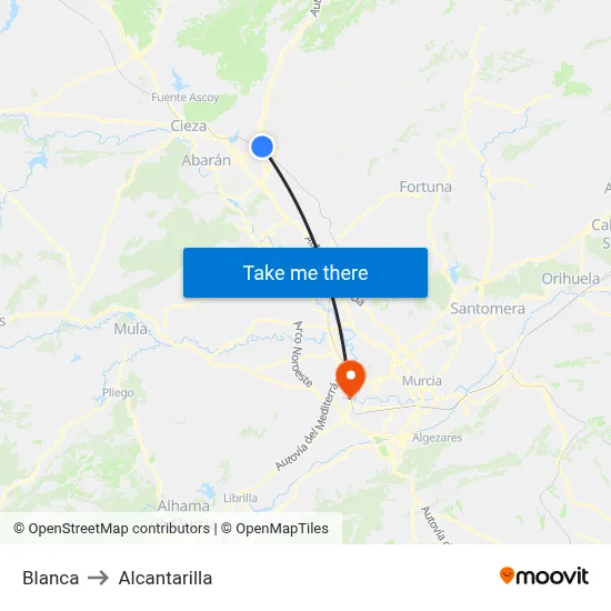 Blanca to Alcantarilla map