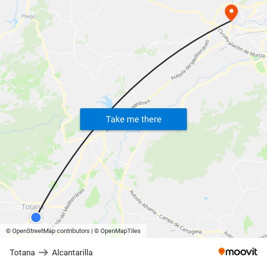 Totana to Alcantarilla map