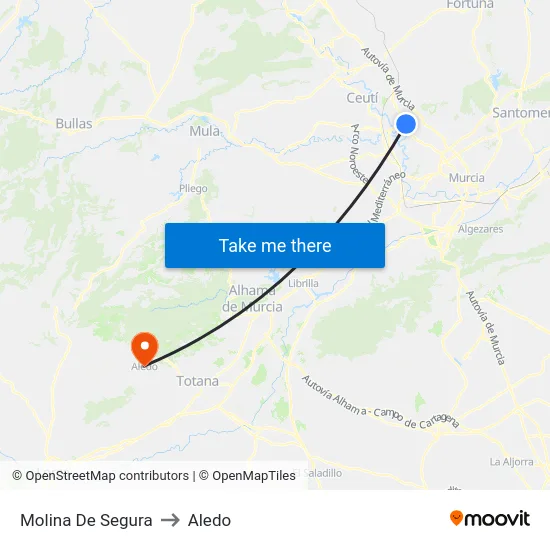 Molina De Segura to Aledo map