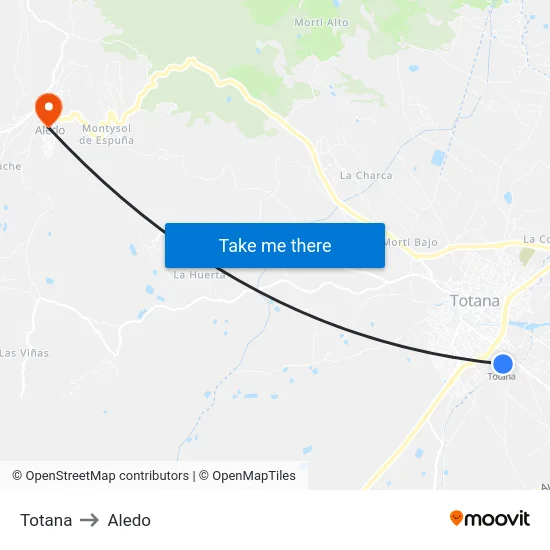 Totana to Aledo map