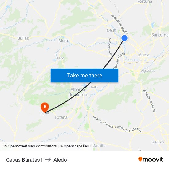 Casas Baratas I to Aledo map