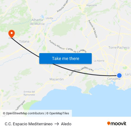 C.C. Espacio Mediterráneo to Aledo map
