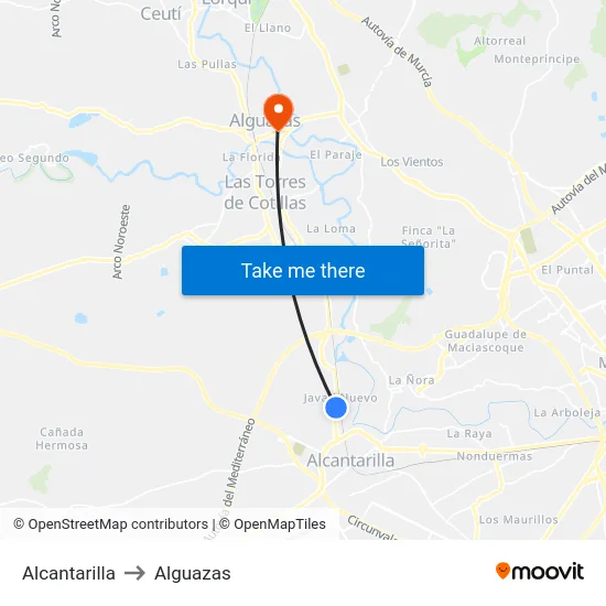 Alcantarilla to Alguazas map