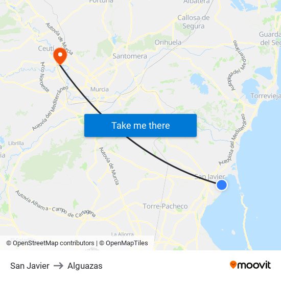 San Javier to Alguazas map