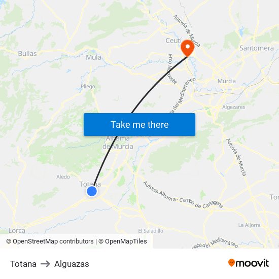 Totana to Alguazas map