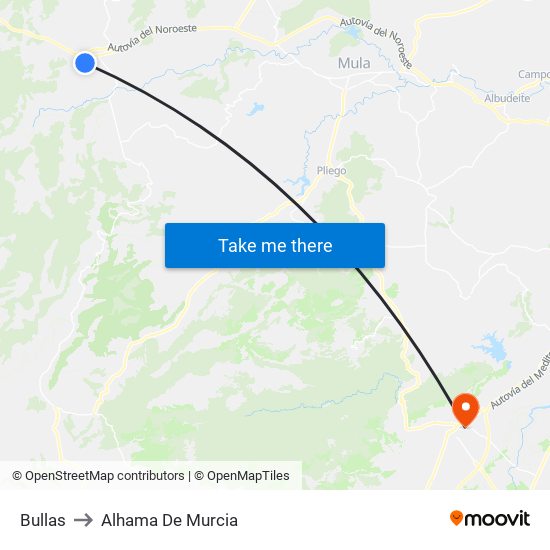 Bullas to Alhama De Murcia map