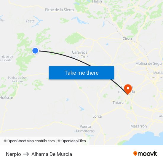 Nerpio to Alhama De Murcia map