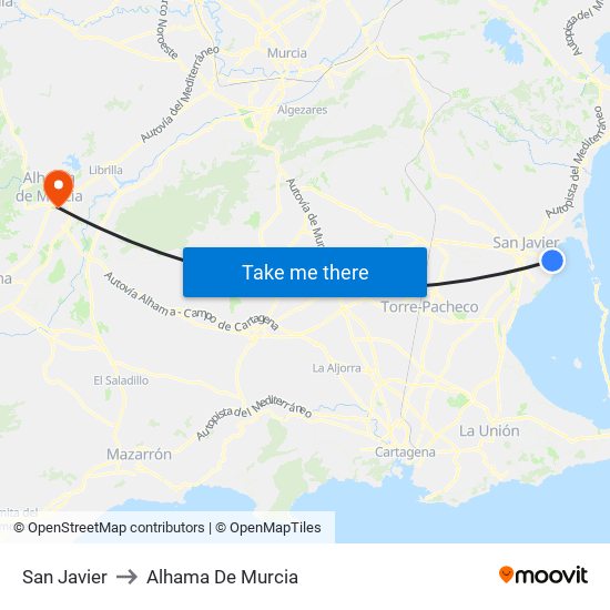 San Javier to Alhama De Murcia map