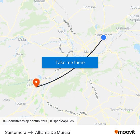 Santomera to Alhama De Murcia map