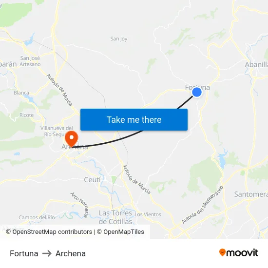 Fortuna to Archena map