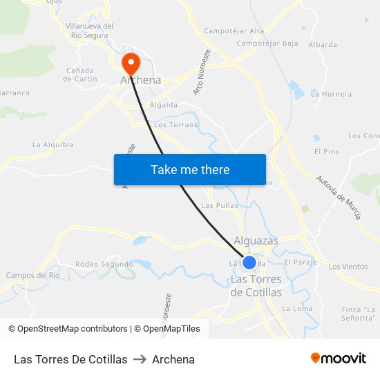 Las Torres De Cotillas to Archena map