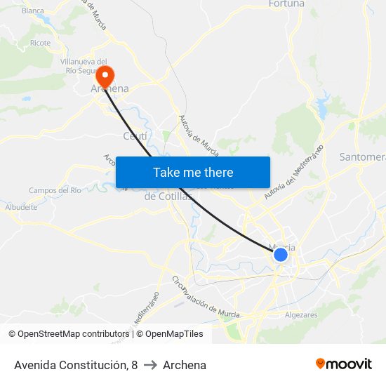 Avenida Constitución, 8 to Archena map