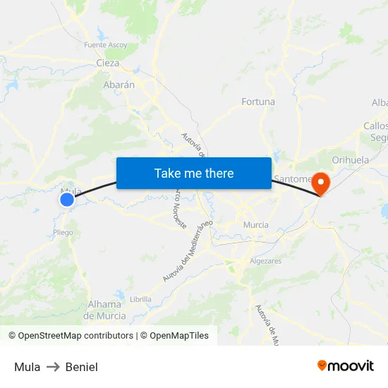 Mula to Beniel map