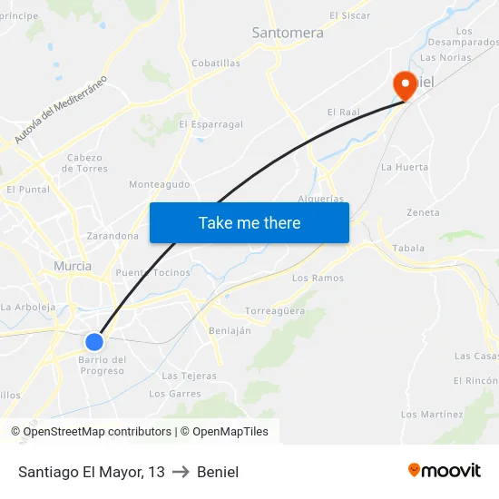 Santiago El Mayor, 13 to Beniel map