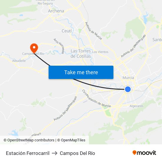 Estación Ferrocarril to Campos Del Río map