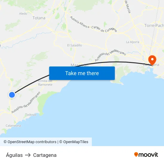 Águilas to Cartagena map