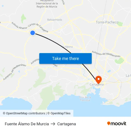 Fuente Álamo De Murcia to Cartagena map