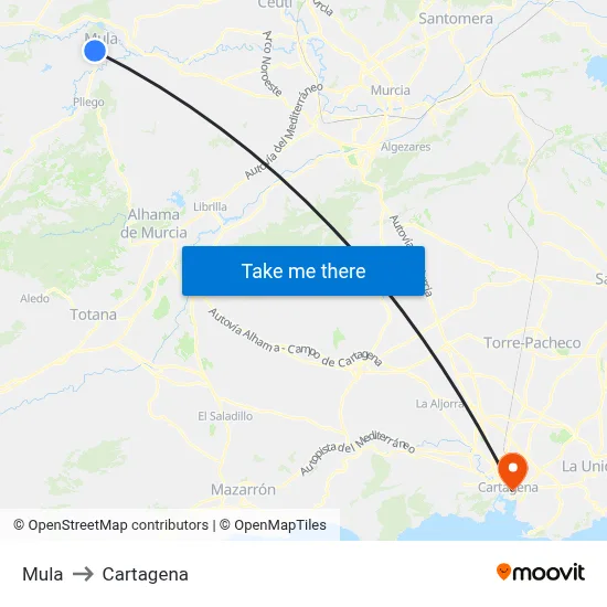 Mula to Cartagena map