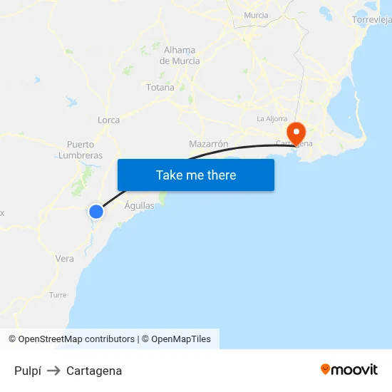 Pulpí to Cartagena map
