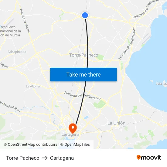 Torre-Pacheco to Cartagena map