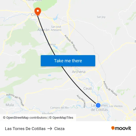 Las Torres De Cotillas to Cieza map